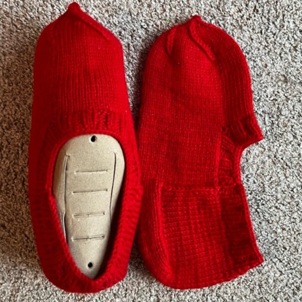New Knitted Red Slippers
